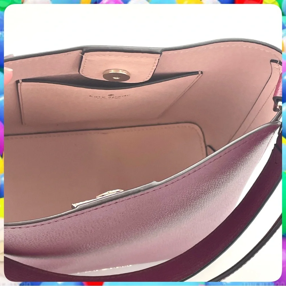 KATE SPADE Darcy Satchel Bucket Crossbody Bag Blackberry Burgundy Leather Purse